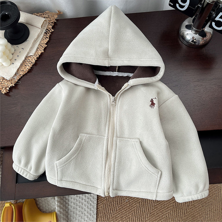 Kids RL Fleece Hooded Set Warm Autumn & Winter Two-Piece Outfit