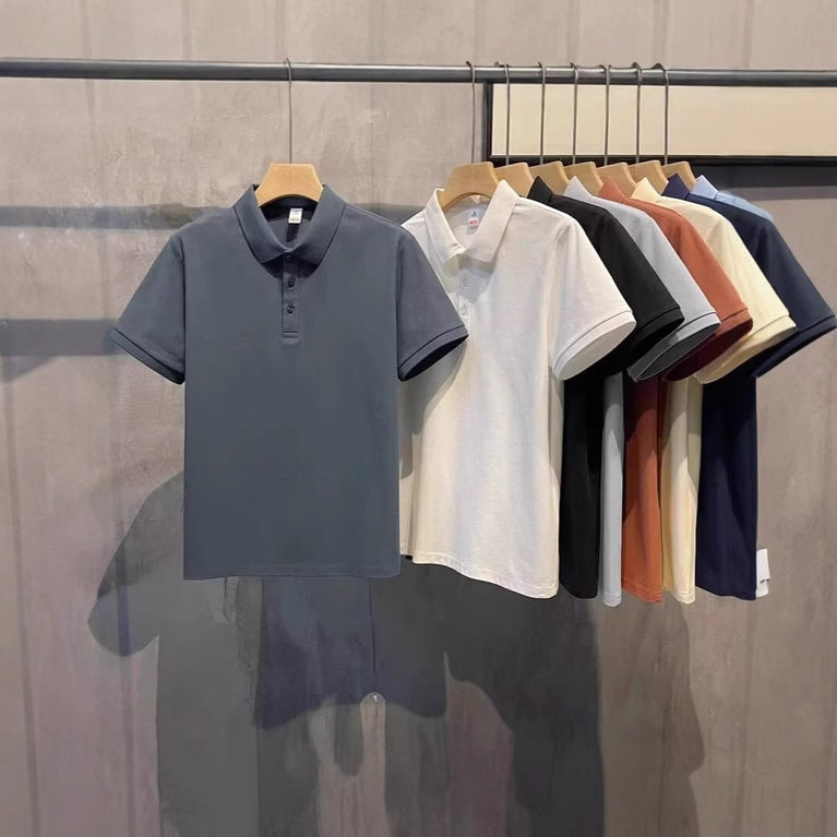 einfarbiges Button-Down-Poloshirt – Casual &amp; Loose Fit 