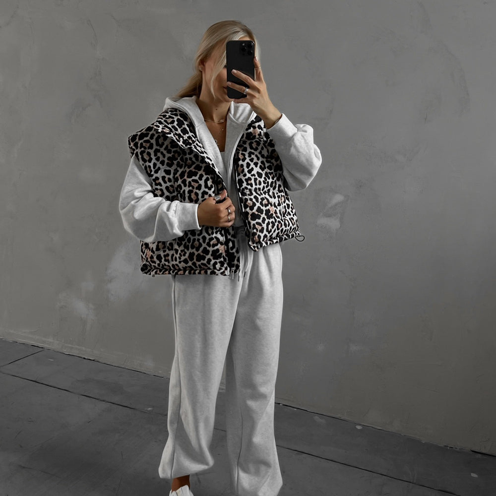 Women's Leopard Print Puffer Vest