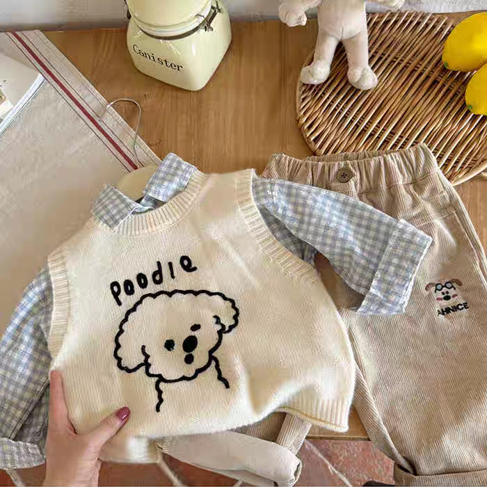 Girls Puppy Knitted Sweater Vest Spring & Autumn Wear