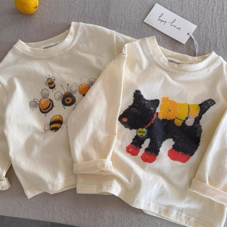 Kids Cartoon Cotton T-Shirt Long Sleeve Boys & Girls Top