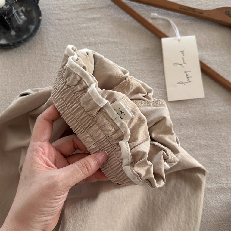 Kids Washed Cotton Pants Boys Autumn Leggings