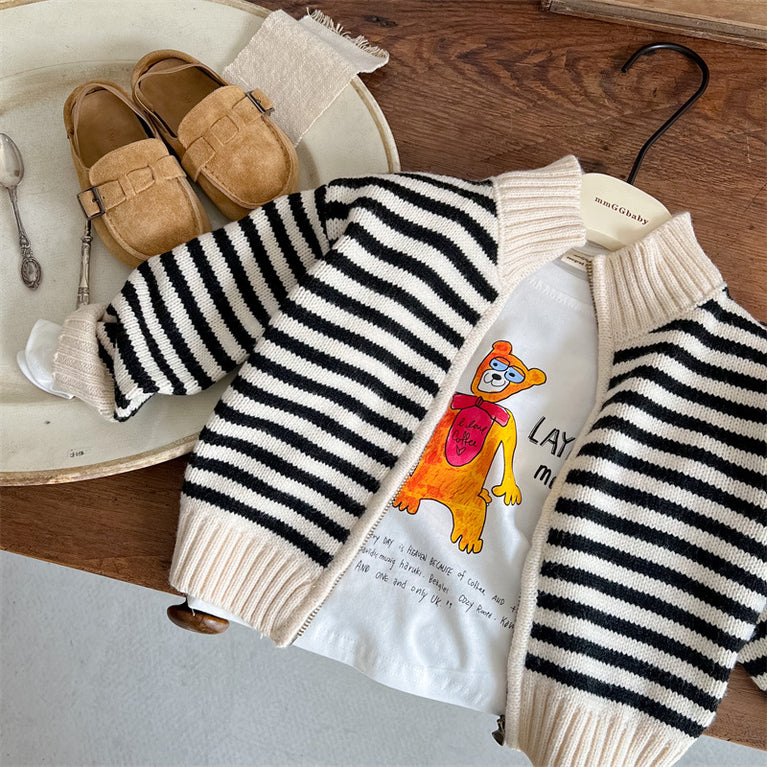 Kids Striped Knitted Cardigan Spring & Autumn Sweater