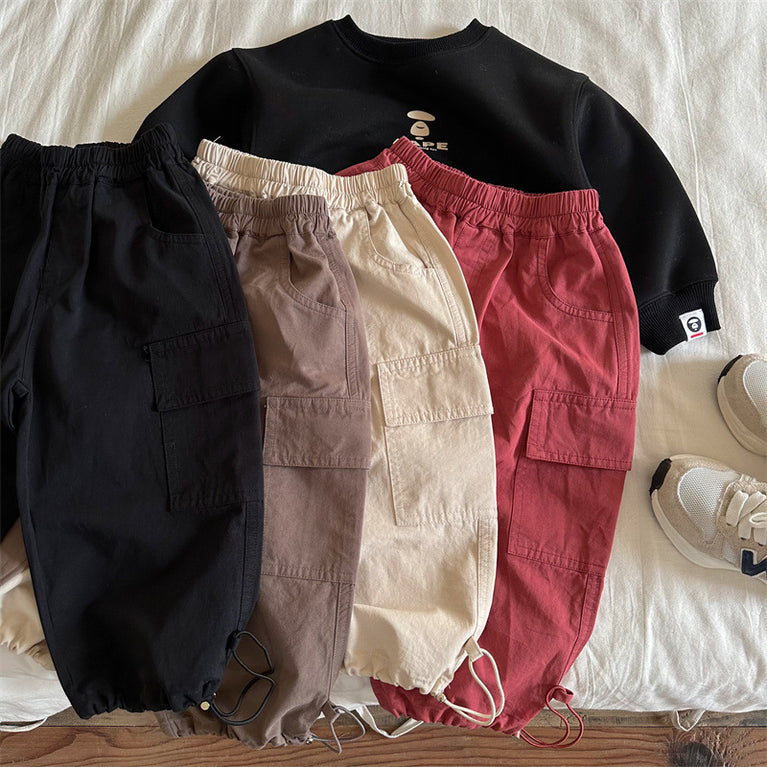 Kinder-Baumwoll-Cargohosen für Jungen und Mädchen im Herbst 