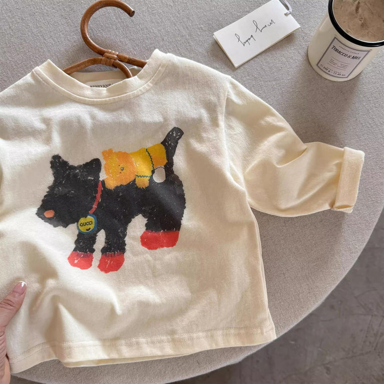 Kids Cartoon Cotton T-Shirt Long Sleeve Boys & Girls Top