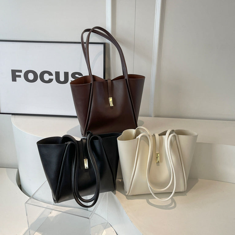 Soft Leather Large Commuter Tote Shoulder Bag