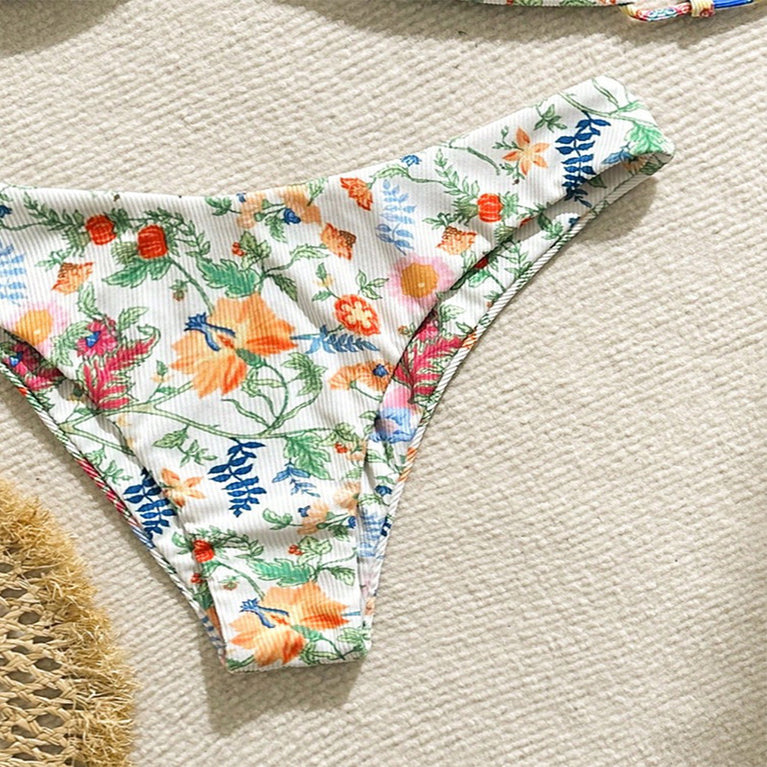 Women's Hot Floral Lace-up Beach Bikini Swimsuit