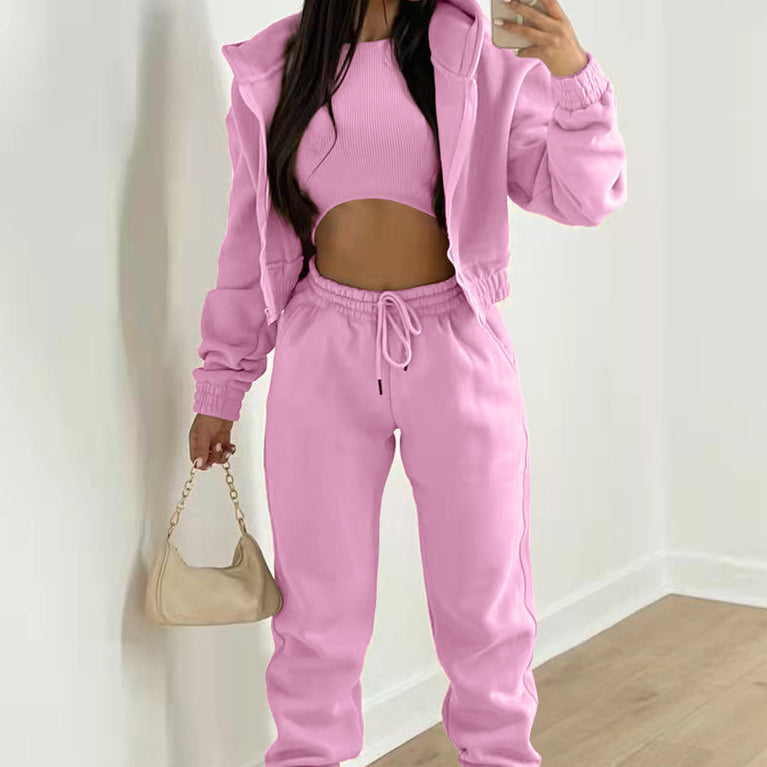 3-teiliges Set aus Fleece-Hoodie und Sport-Freizeithose