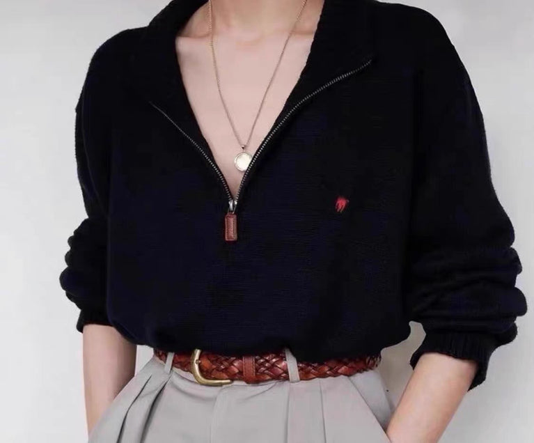 Ralph Lauren Sweatshirt mit Pony-Logo und halbem Reißverschluss