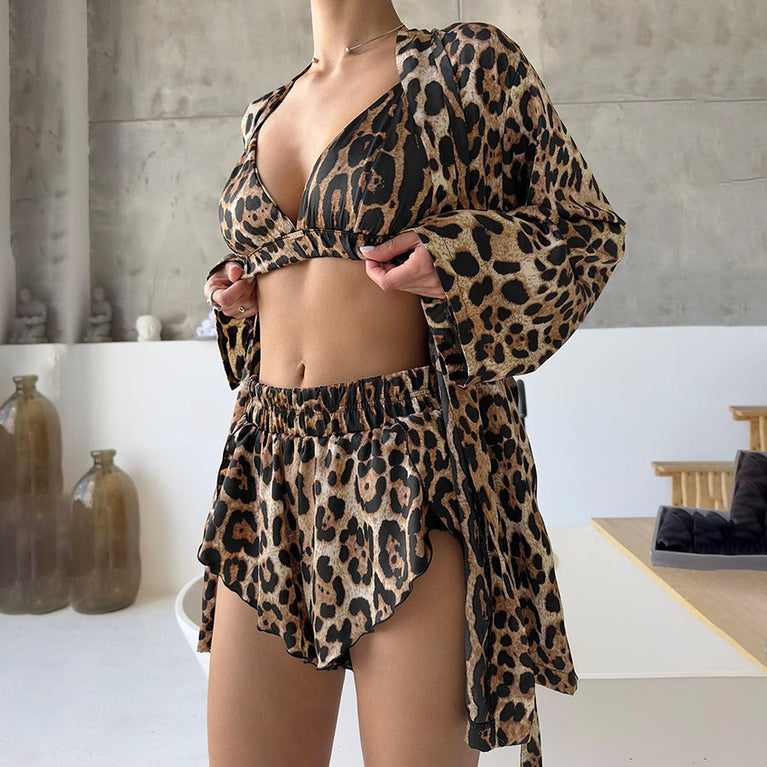 Loose Fit Leopard Loungewear 3-Piece Set