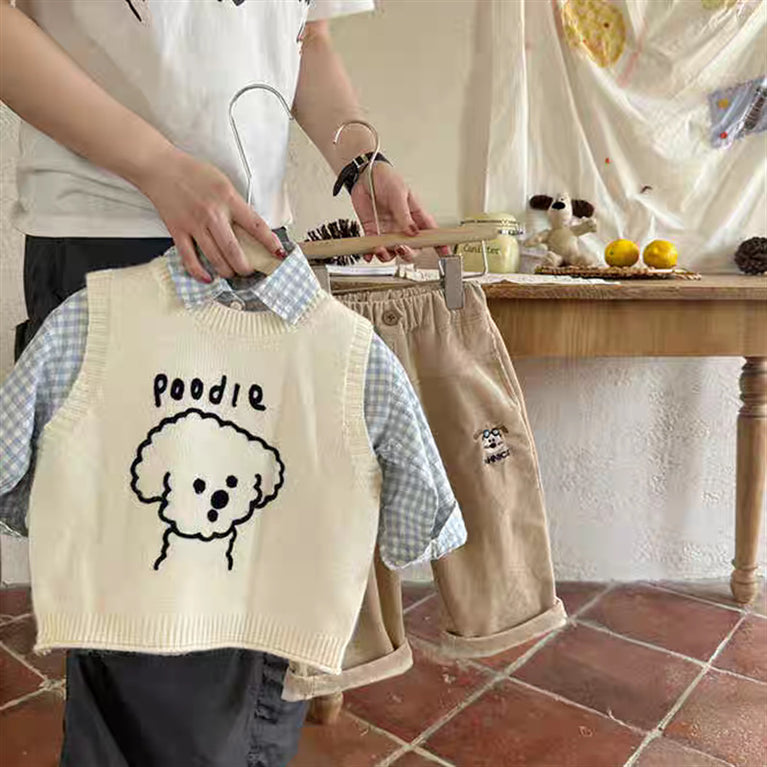 Girls Puppy Knitted Sweater Vest Spring & Autumn Wear