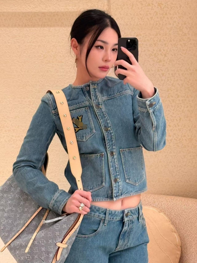 Louis Vuitton Damen-Jeansjacke im schicken, taillierten Stil