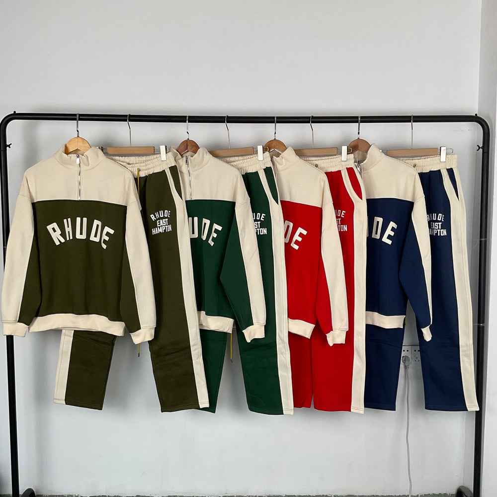 RHUDE Unisex sports half zipper sweatshirt pants set
