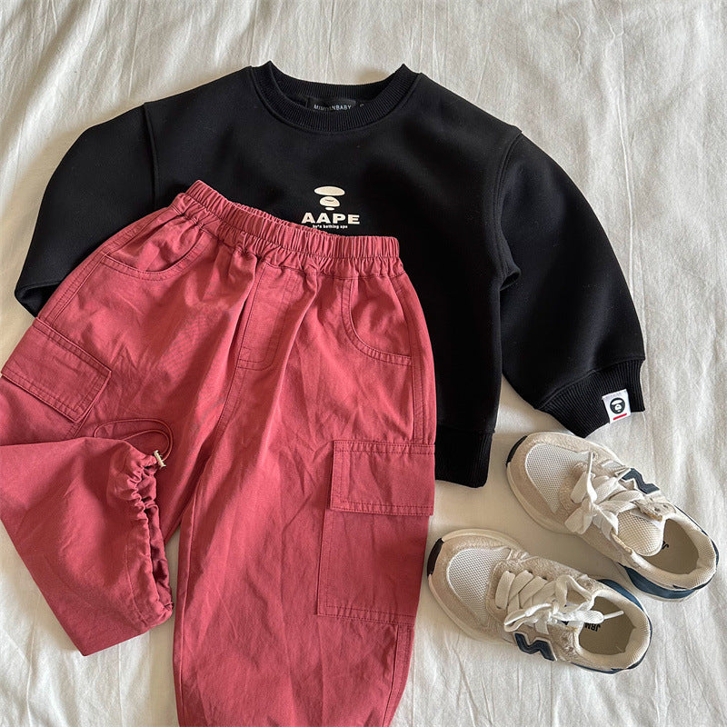 Kids Autumn Cotton Cargo Trousers for Boys & Girls