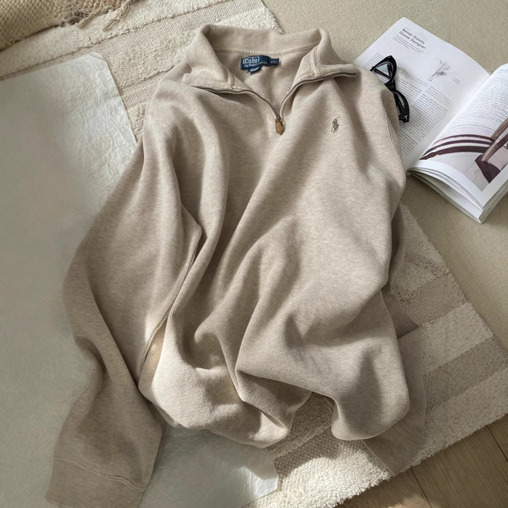 Ralph Lauren Sweatshirt mit Pony-Logo und halbem Reißverschluss