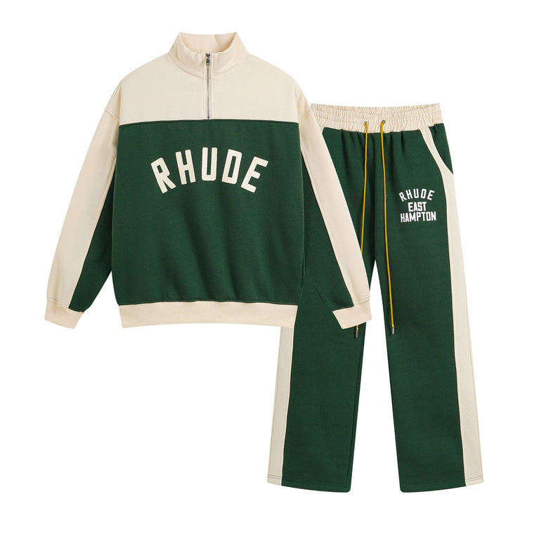 RHUDE Unisex sports half zipper sweatshirt pants set