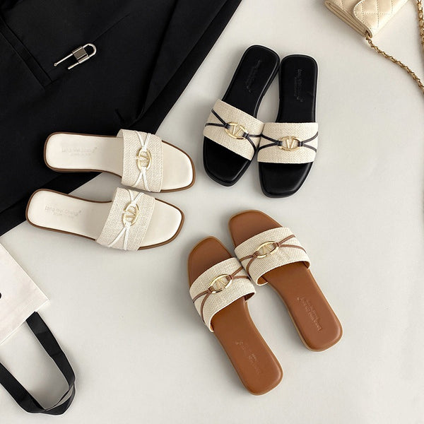 French flat Casual Summer beach slippers