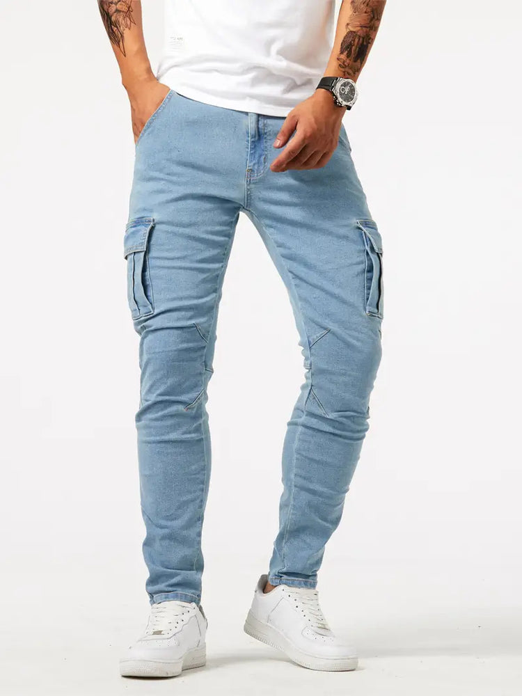 Men's Multi-Pocket Denim Cargo Pants