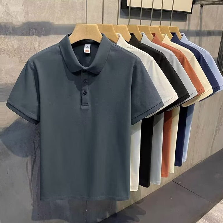 einfarbiges Button-Down-Poloshirt – Casual &amp; Loose Fit 