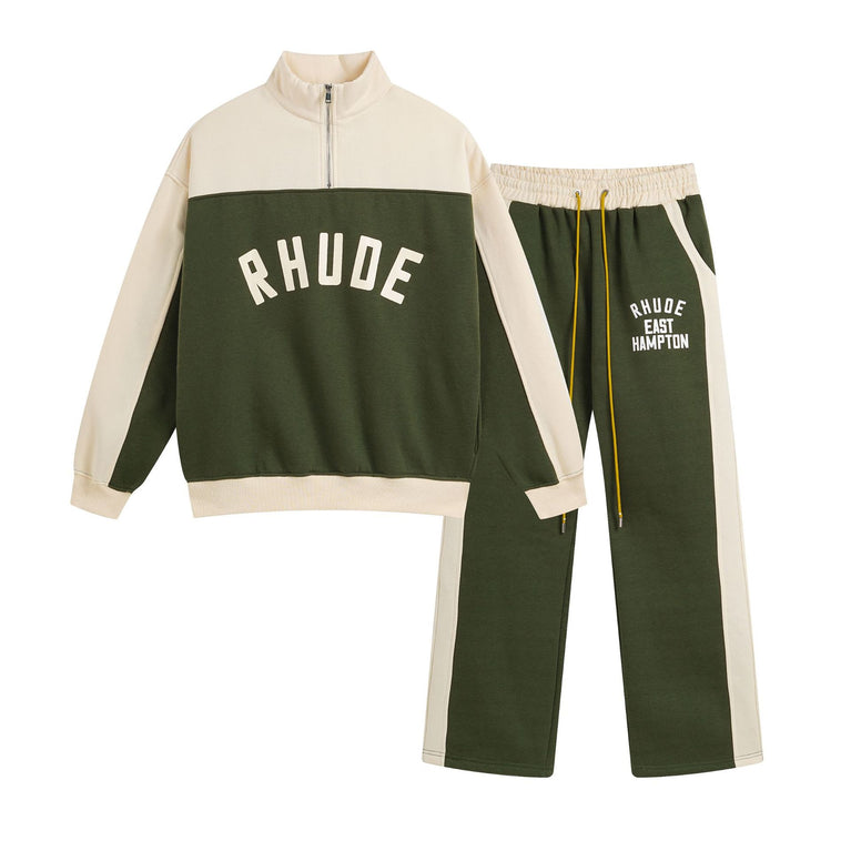 RHUDE Unisex sports half zipper sweatshirt pants set