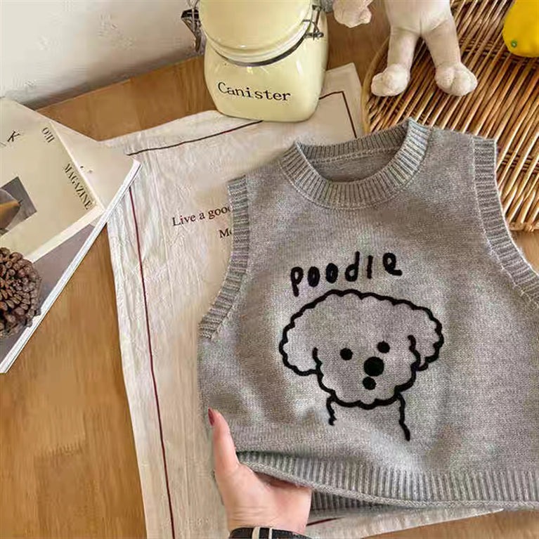 Girls Puppy Knitted Sweater Vest Spring & Autumn Wear