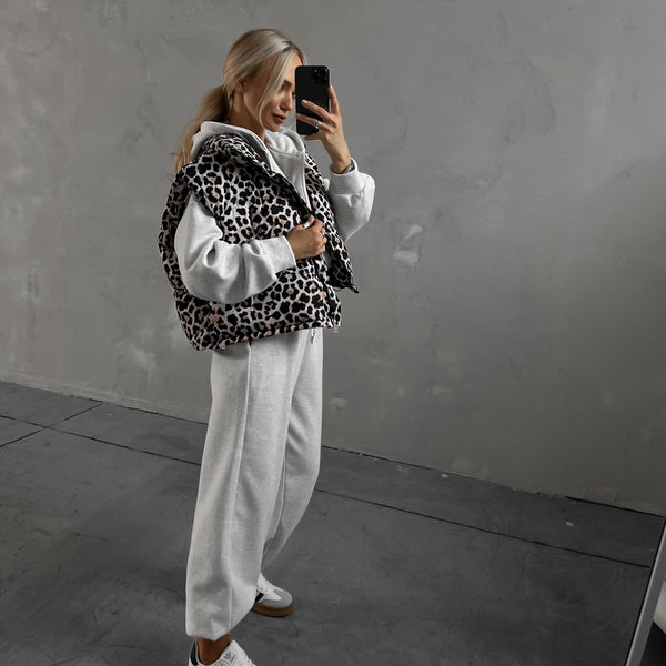 Women's Leopard Print Puffer Vest