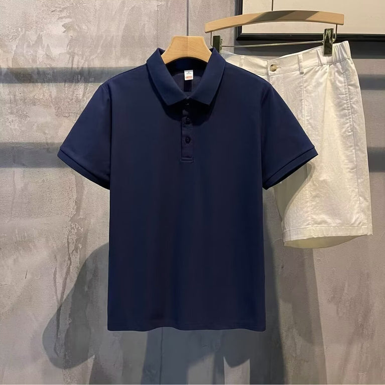 einfarbiges Button-Down-Poloshirt – Casual &amp; Loose Fit 
