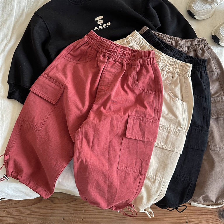Kinder-Baumwoll-Cargohosen für Jungen und Mädchen im Herbst 