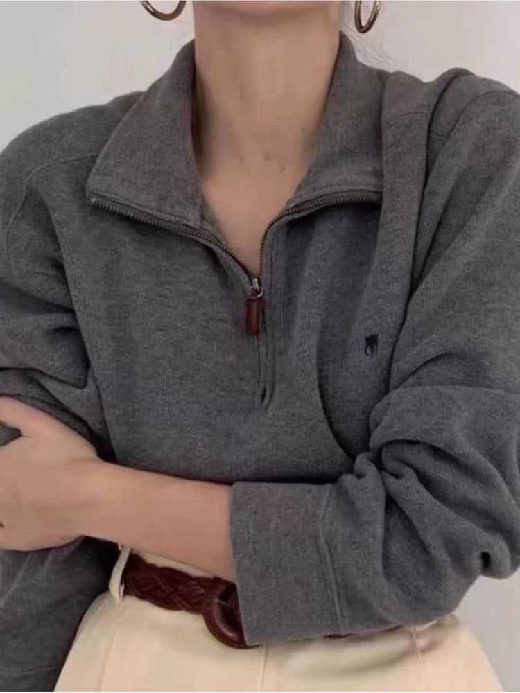 Ralph Lauren Sweatshirt mit Pony-Logo und halbem Reißverschluss
