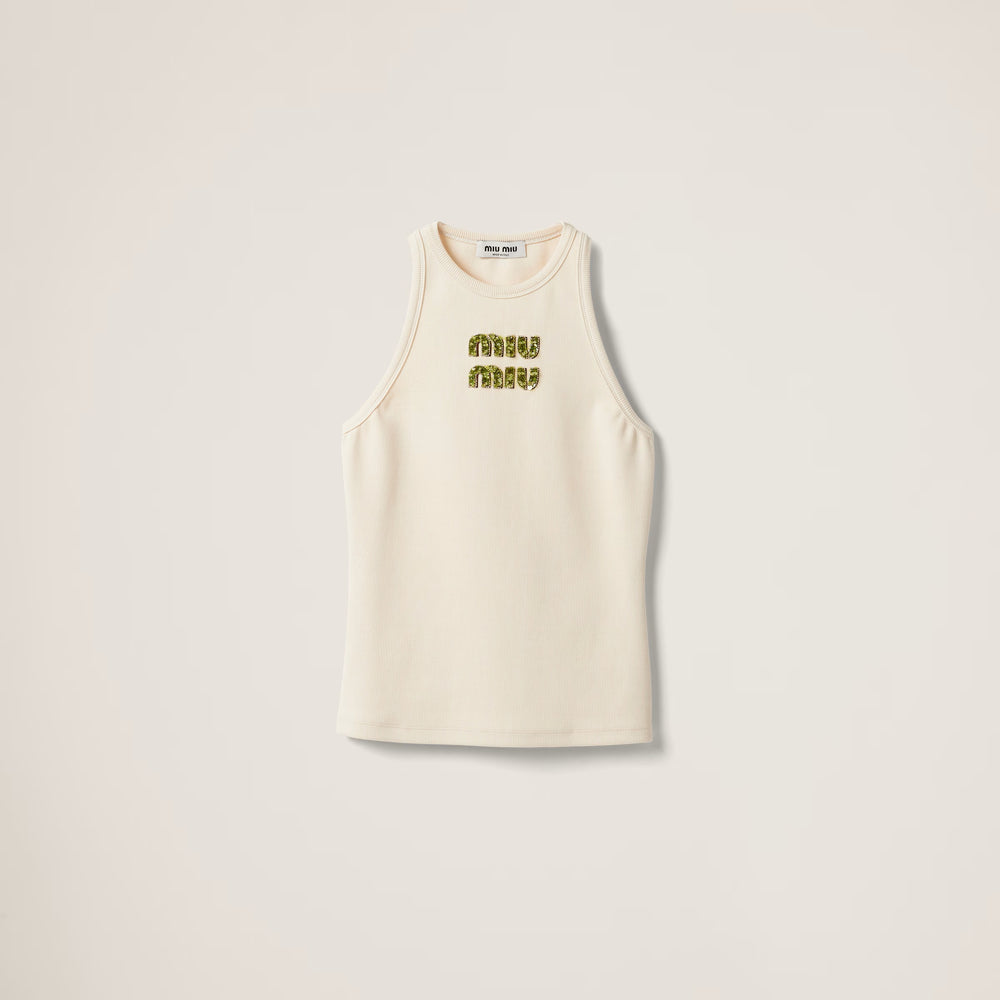 MIUMIU Premium-Top aus stylischem Rippstrick-Jersey