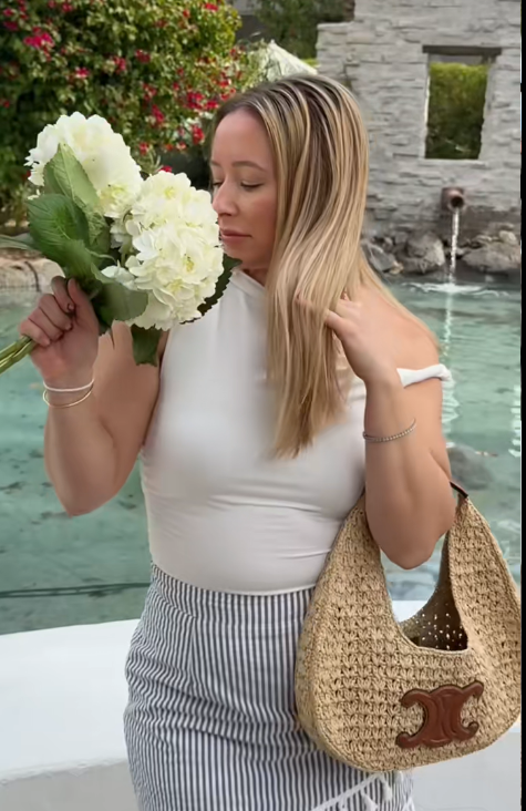 Celine Classic Panier Hobo Bag Raffia & Calfskin Leather