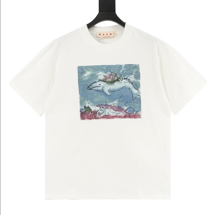 Marni Hand Drawn Graffiti Ocean Whale Tshirt