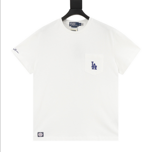 Polo Ralph Lauren Dodgers Tshirt, featuring a white color and Dodgers logo on the pocket at Volonka.