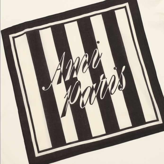 Ami Paris Striped Appliqué Square Tshirt