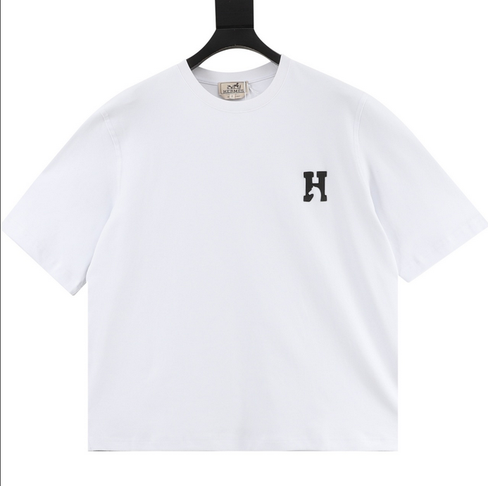 Hermes H Cheval Tshirt with Leather Detail