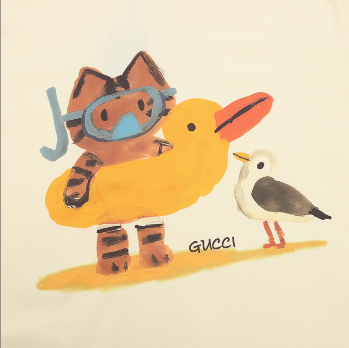 Gucci Cartoon Swimmer Cat Tshirt