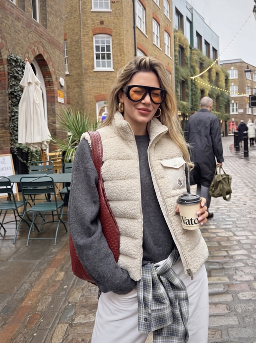 Moncler Merek down vest in teddy fabric