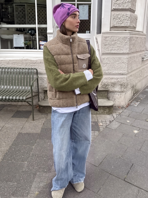 Moncler Merek down vest in teddy fabric