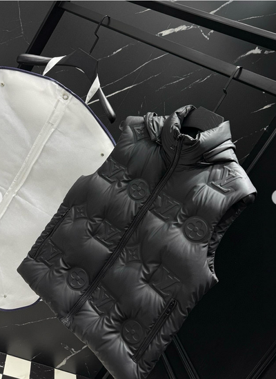 Black puffer vest. Men's Hooded Duck Down Vest Versatile Autumn Winter Jacket at volonka store