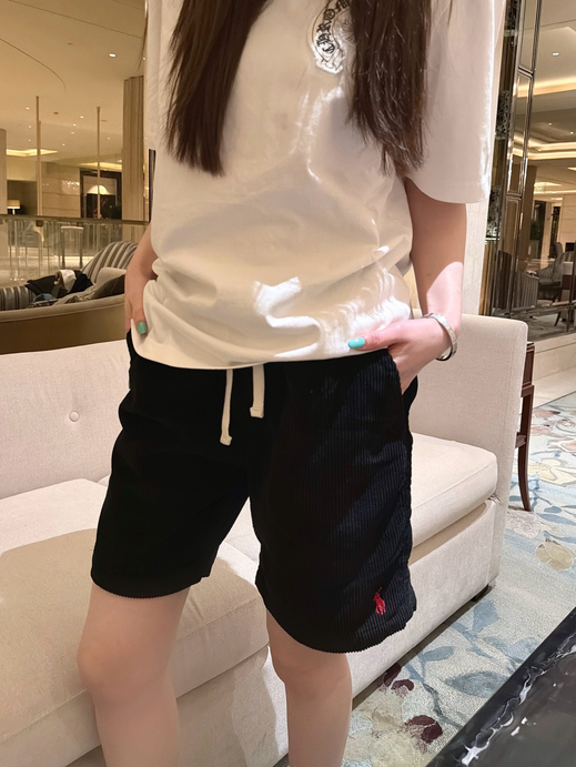 Ralph Lauren Women Corduroy Shorts, in black featuring a comfortable design and stylish look.