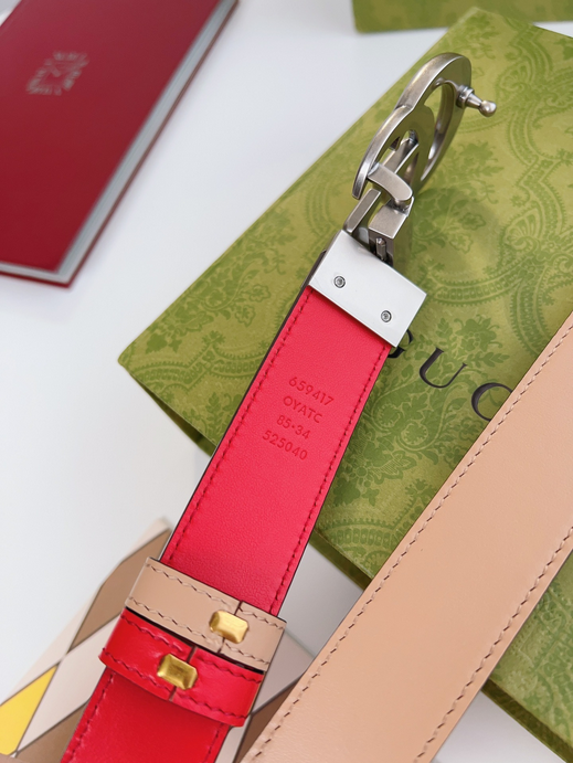 Gucci Leather Double G Reversible Belt