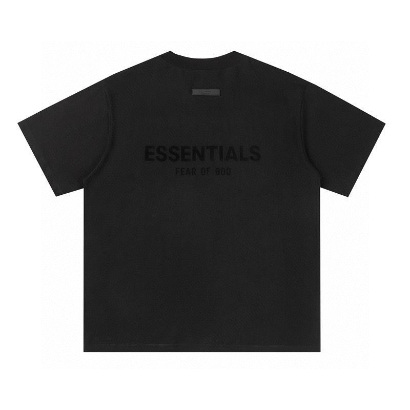 FEAR OF GOD ESSENTIALS Tshirt with Logo in black color featuring minimalist design and modern styling.