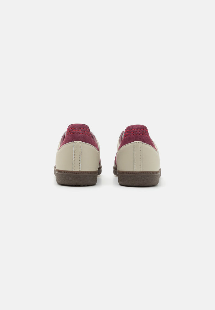 Adidas Samba OG Putty Grey Maroon sneaker with maroon stripes and detailing at Volonka.