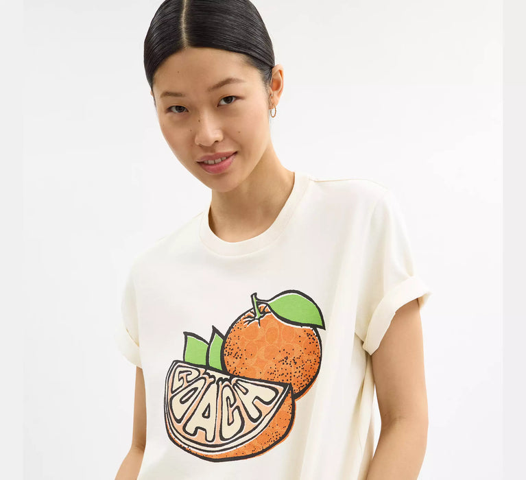 Coach Bio-Baumwoll-Freizeit-T-Shirt in Orange