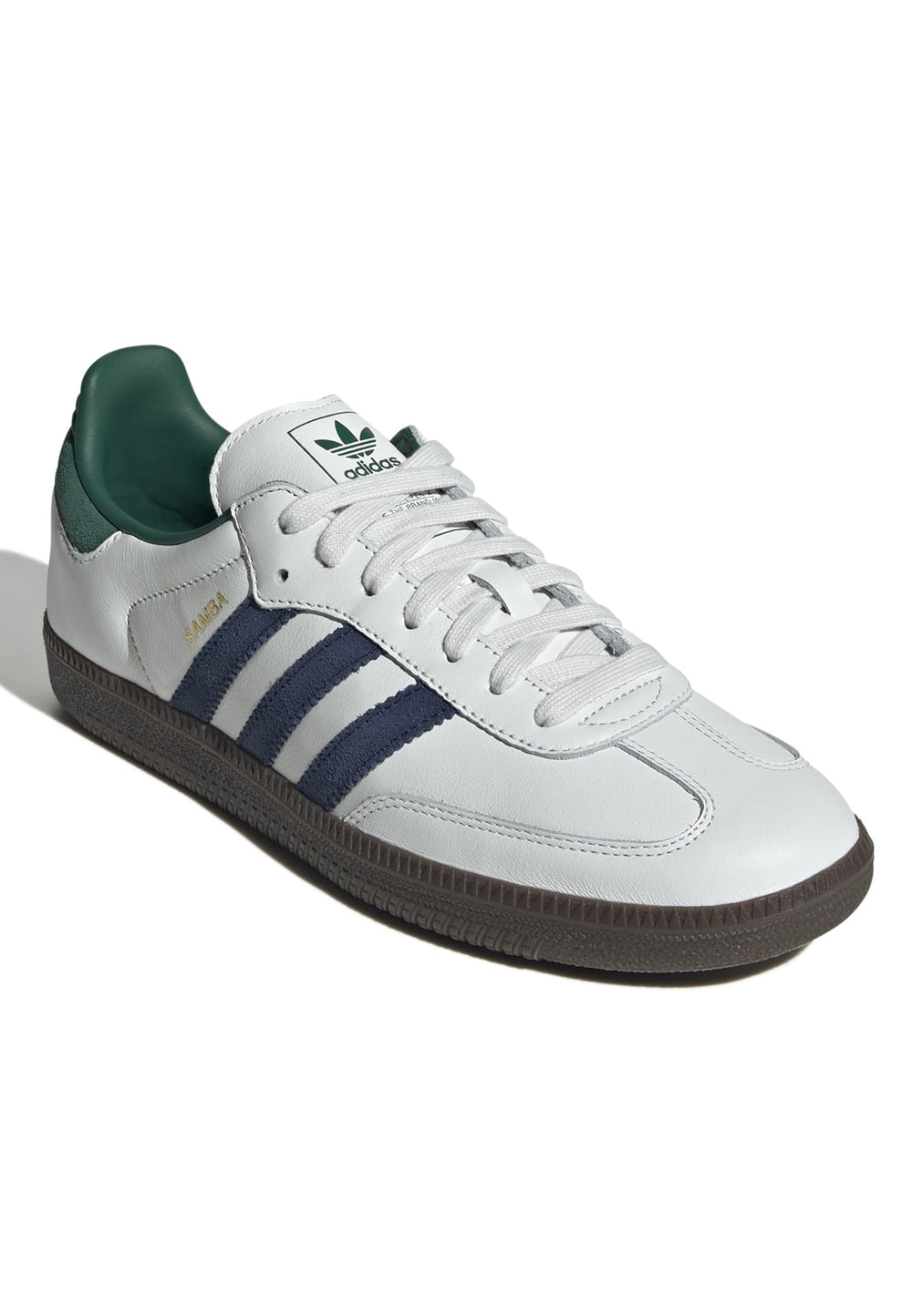 Adidas Samba OG Unisex Blkwhi Greenof classic soccer sneakers with white and green color scheme at Volonka.