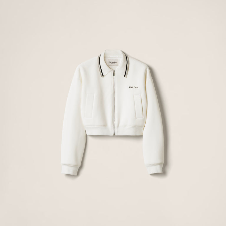 Miu Miu Set aus weißer, kurzer Jacke und bauschigem Rock