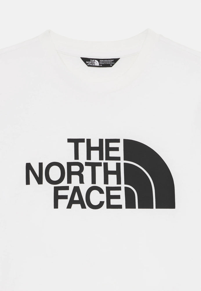 White t-shirt with The North Face logo on a white background