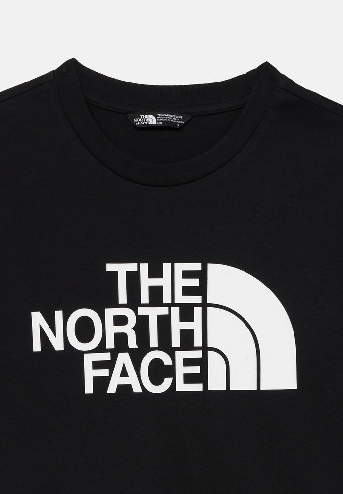 Black t-shirt with The North Face logo on a white background