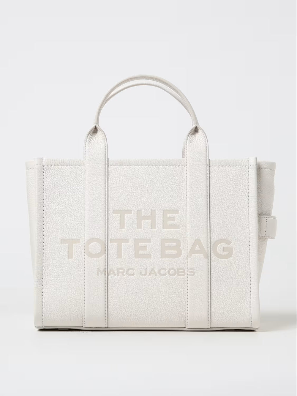 Marc Jacobs Shopper Tote Bag Leather White displayed, showcasing its elegant design and craftsmanship at Volonka.