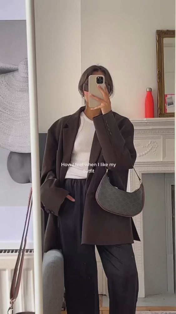 Celine Ava Triomphe Calfskin Leather & Denim Handbag